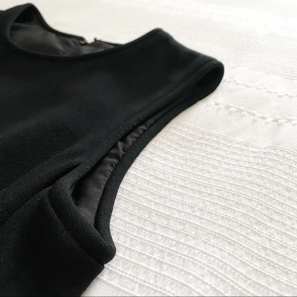 TIBI BLACK WOOL CASHMERE BLEND SLEEVELESS PEPLUM FORMAL SHEATH DRESS - 4 - Picture 7 of 10